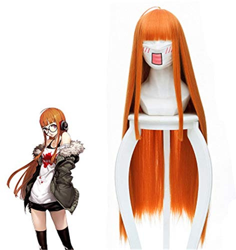 Cosplay wig Anime Persona 5 futaba sakura wig cosplay kostüm Frauen orange lange gerade gerade Haare Synthetische Haare Halloween Party Rollenspiele Perücken