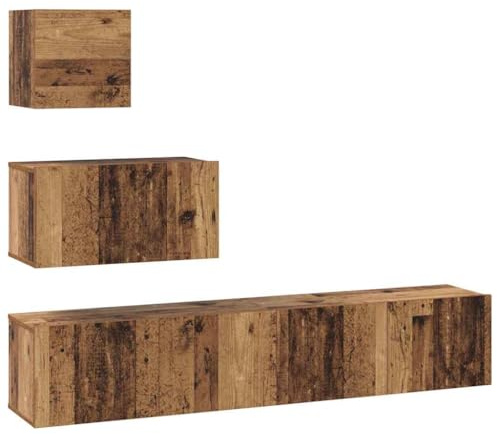 vidaXL TV Cabinet Set 4 pcs Old wood 80 x 30 x 30 cm Engineered wood, Stylish Wall Cabinet, Modern Storage, Rectangular Unit, Compact Media Console, Versatile Indoor Furniture Solutions