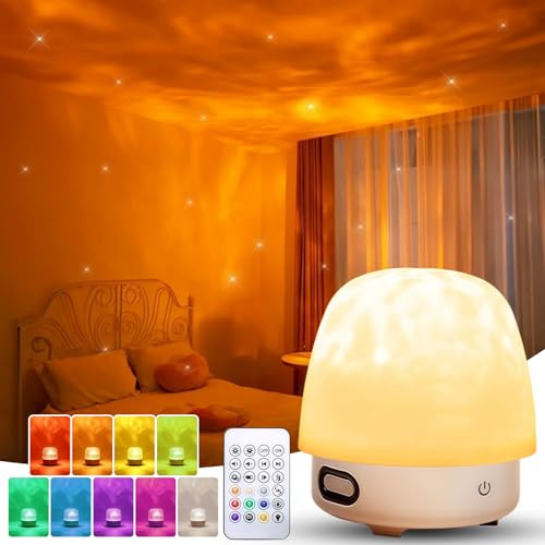 Starnearby Lunie Lampe Lumena Lamps 16 Farben LED Sternenhimmel Projektor mit Lampenschirm, Bluetooth Lautsprecher, Fernbedienung 3 Modi Lumina Lampe Badezimmer Zimmer Deko (Weiß)