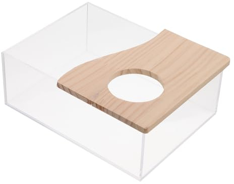 MUELODSIC Acryl Hamster Sandbadewanne mit Holzdeckel für Kleine Haustiere