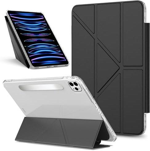 YRDUKJFDJ Sac pour Tablette PC, étui for iPad Pro 13 inch M4 2024 7th Generation Detachable Magnetic Tablet PC Cases Multi-Angle Viewing Clear Transparent Back Shell Shockproof Case(Svart)
