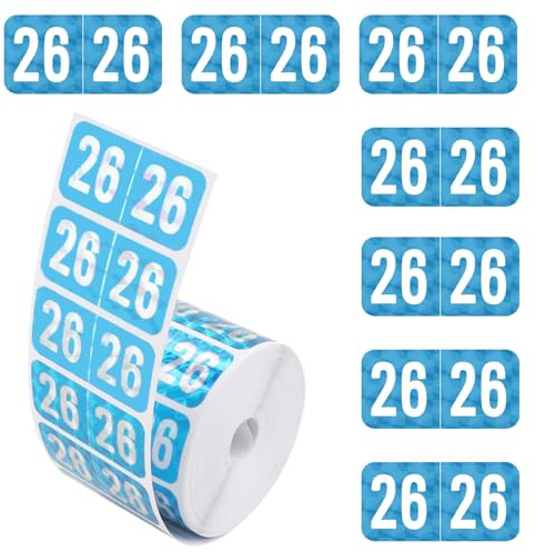 Jahresaufkleber für 2026, selbstklebend, Ordner, Jahres-Etiketten, farbkodiert, 2026-Jahres-Aufkleber für Endregister, Bürobedarf, 1,9 x 3,8 cm (Holografisches Blau), 500 Stück