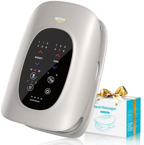 ALLJOY Hand Massager with Heat and Compression, Knuckle Stretching and Hand Massage, 6 Modes 6 Intensities 3 Heat for Arthritis and Carpal Tunnel Relief, Mothers Day Gifts for Women Men(Champagne)