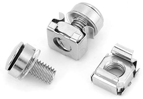 WALFRONT 20-teiliges Set M6 X 16 Käfigmuttern für Netzwerkschränke, Käfigschrauben-Rack, Käfigmuttern-Sortiment für Eisenbahn, Fahrzeuge, Netzwerkschränke (M5 * 16 (20 Stück))