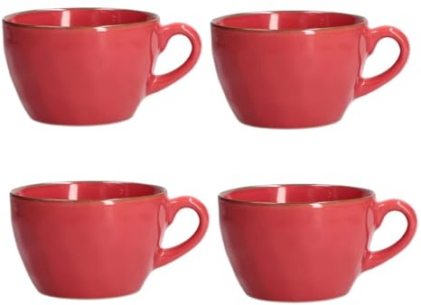 Rose TULIPANI Concerto Breakfast Cups, Set of 4, 420ml Each (Coral Red)