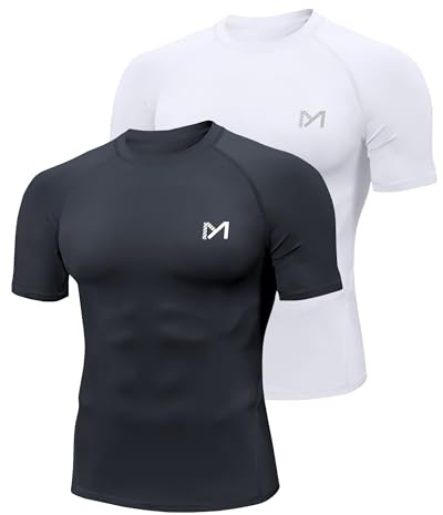 MEETYOO Maillot Compression Homme,Noir+Blanc,L