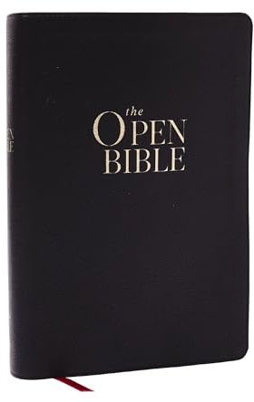 The Open Bible: Read and Discover the Bible for Yourself (NKJV, Black Leathersoft, Red Letter, Comfort Print)