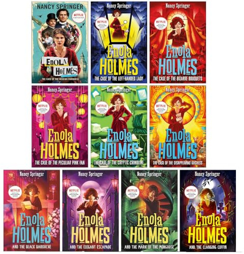 Enola Holmes 9 Books Collection Set By Nancy Springer(The Case of the Missing Marquess, The Case of the Left-Handed Lady, The Case of the Bizarre Bouquets,The Case of the Peculiar Pink Fan & More)
