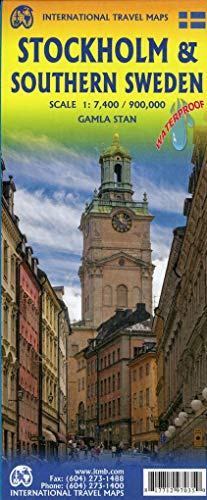 Stockholm / Schweden: Stadtplan Stockholm/Schweden , doppelseitig Stpl.Stockholm 7,4T. TK South Sweden 900T.