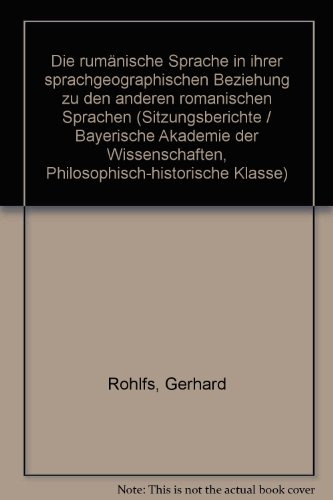 Die rumänische Sprache in ihrer sprachgeographischen Beziehung zu anderen romanischen Sprachen