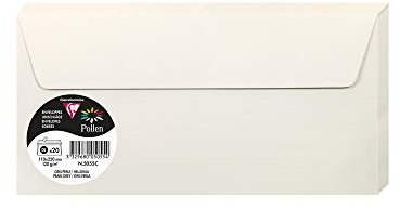 Clairefontaine 5055C - Packung mit 20 Umschläge Pollen, Format DL, 110 x 220 mm, 120g, ideal für Ihre Einladungen und Korrespondenz, Hellgrau, 1 Pack
