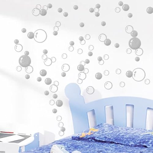 88 Waterproof Floating Bubble Loose Stickers Choose from 20 Colours Bathroom Tile Window Wall Art - Silver