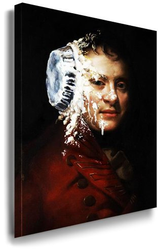 Graffiti Street Art Banksy Leinwand Bild 70x100cm / Pie Face Leinwandbild fertig auf Keilrahmen/Kunstdrucke, Leinwandbilder, Wandbilder, Poster, Gemälde, Pop Art Deko Kunst Bilder