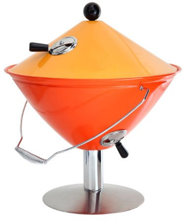 Idelice CU497 859A Barbecue à Charbon Nomade Forme Conique pour 2/3 Personnes Inox/Bois Orange/Orange Sanguine