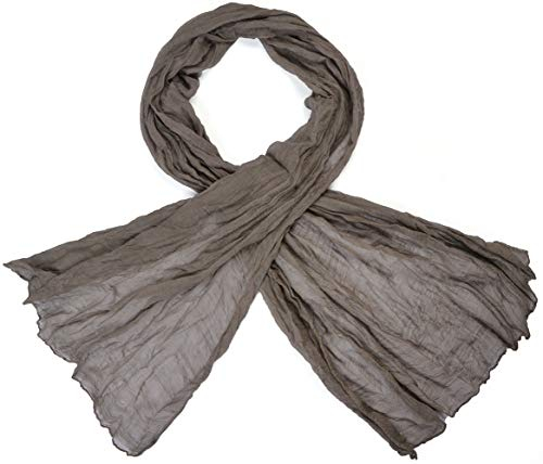 Miobo Loop Schal Crinkle Schal Halstuch Unifarbe 70 x 180cm Frühling Sommer Herbst Offen Anthrazit