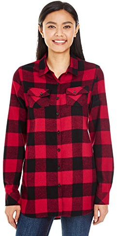 Burnside Women`s Woven Plaid Flannel Shirt, Größe:M, Farbe:Red - Black (Checked)