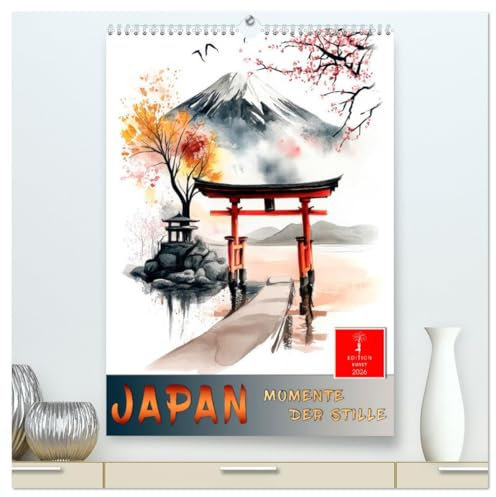 Japan - Momente der Stille (hochwertiger Premium Wandkalender 2026 DIN A2 hoch), Kunstdruck in Hochglanz: Meisterwerke der japanischen Malerei und Kunst.