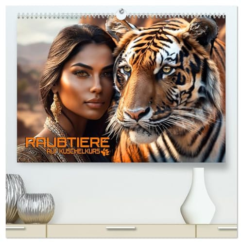 Raubtiere auf Kuschelkurs (hochwertiger Premium Wandkalender 2026 DIN A2 quer), Kunstdruck in Hochglanz: Traumhafte Bilder märchenhafter Begegnungen ... und kuscheligen Bären (CALVENDO Tiere)