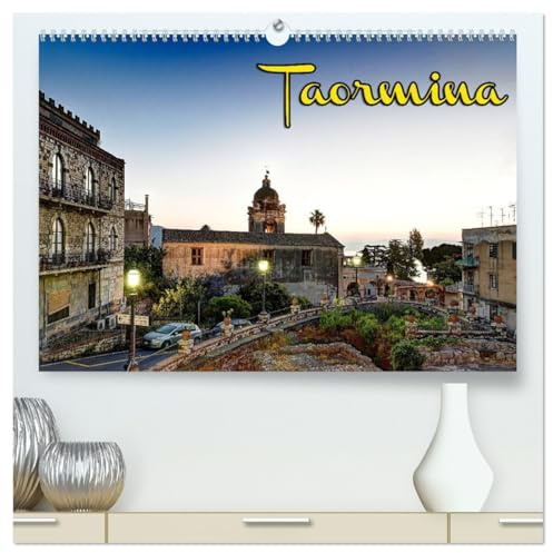 Taormina zur blauen Stunde (hochwertiger Premium Wandkalender 2026 DIN A2 quer), Kunstdruck in Hochglanz (CALVENDO Orte)