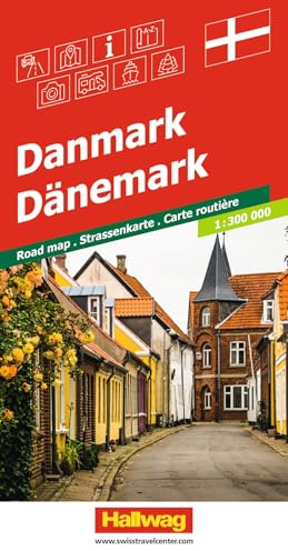 Hallwag Strassenkarte Dänemark 1:300.000: Inkl. Ortsverzeichnis und Reiseinformationen