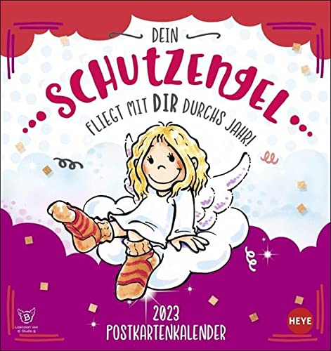 Schutzengel Postkartenkalender 2023. Liebevoll illustrierter Kalender zum Aufstellen und Aufhängen. Kultiger Postkarten-Kalender. Kleiner Kalender mit 12 süßen Postkarten