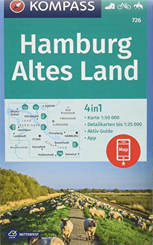 KOMPASS Wanderkarte Hamburg, Altes Land: 4in1 Wanderkarte 1:50000 mit Aktiv Guide und Detailkarten inklusive Karte zur offline Verwendung in der ... Reiten. (KOMPASS-Wanderkarten, Band 726)