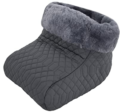 Fußsack Fußwärmer FUSA-NW-GRA-SIL Steppstoff mit echtem Merino Lammfell gefüttert 25mm silber-grau