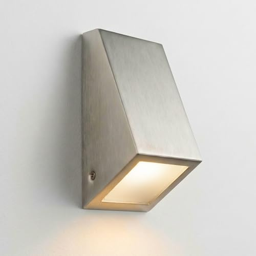 Maxkomfort Außenwandleuchte Downlight IP44 – inkl. 1x LED GU10 Neutralweiß – Edelstahl Wandleuchte Außen Silber – Helle Wegbeleuchtung für Garten & Hof – Komplett-Set Außenlampe Wand