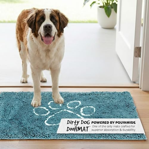Dog Gone Smart Dirty Dog Microfiber Doormat, Super Absorbent Machine Washable with Non-Slip Backing, XL, Pacific Blue