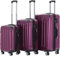 BEIBYE- 3er Kofferset Hartschalen-Koffer Reisekoffer Trolley Rollkoffer Set Reisekofferset (Lila)
