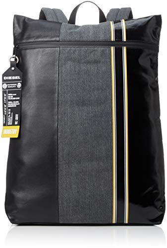 Diesel Herren D-TOLLE Back-Backpack Ruckscke, Grau Denim/Schwarz, Einheitsgröße