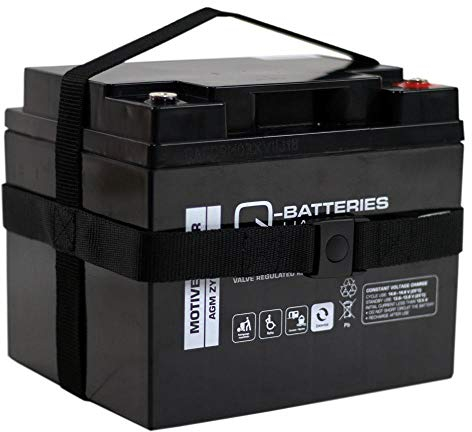 Q-Batteries Rollstuhl Scooter AGM Batterie 12V 36Ah mit Tragegurt
