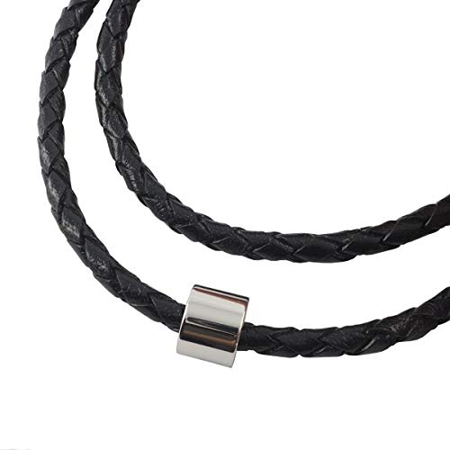 König Design Lederkette Anhänger Lederband Leder-Armband 6 mm Damen Halskette Schwarz 45 cm lang mit Hebeldruckverschluss geflochten