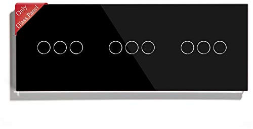BSEED Interruptor de luz táctil panel de vidrio panel de vidrio panel de vidrio para interruptor de luz de pared 3 Gang +3 Gang +3 Gang Negro 228mm