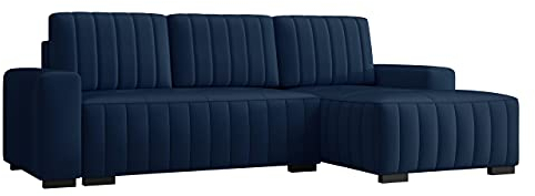 Ecksofa mit Schlaffunktion und Bettkasten Hokok, Eckcouch für Wohnzimmer, Holzfüße, L-Form Sofa mit Bettfunktion, Wohnlandschaft (Manila 26, Seite: Rechts)