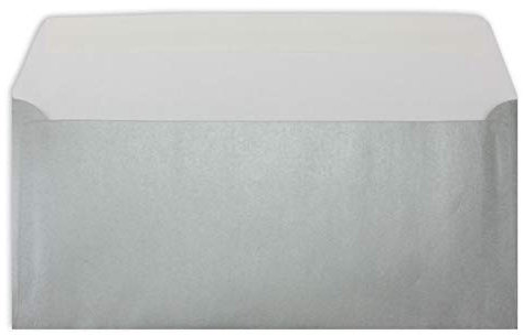 100 DIN Lang Brief-Umschläge Silber - 11 x 22 cm - 90 g/m² Haftklebung Standard Brief-Kuverts für Taufe & Einladungen von Ihrem Glüxx-Agent