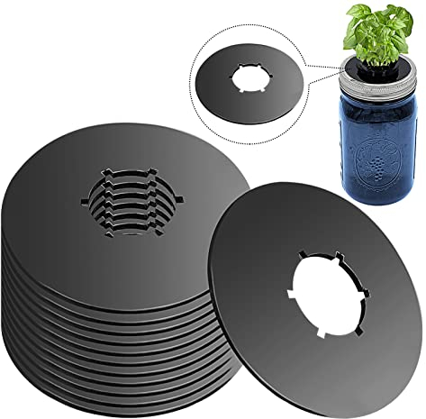 12PCS Kratky Lids Wide Mouth Hydroponic Cover Lids Kratky Mason Jar Lids Kratky Lid Insert Kratky Jar Cover Hydroponic Lids Kratky Hydroponics Supplies with Hole for Mason Jars Aerogardens Pods