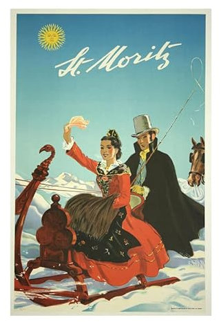 Spiffing Prints St Moritz 2 Reise-Poster, mittelgroß, halbglänzend, ungerahmt