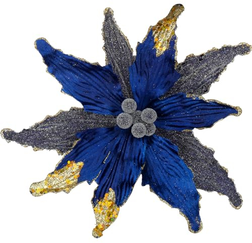 Briful 4 Stücke Weihnachtsstern Christbaumschmuck Kunstblumen Weihnachtsblumen Glitter Poinsettia Kunstzweig Weihnachtliche Dekoration Weihnachtsbaum Neujahr Ornamente