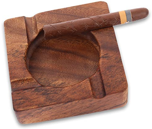 Cooler Zigarren-Aschenbecher für den Innen- und Außenbereich, quadratischer Zigarren-Aschenbecher aus Holz für Terrasse, Zuhause, draußen, Büro und Party von FriyGardcn