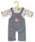 Heless 1215 - Puppenkleidung im Design Wal Bobby, 2 teiliges Set mit grauer Latzhose und bunt bedrucktem T-Shirt für Puppen und Kuscheltiere der Größe 28 - 35 cm