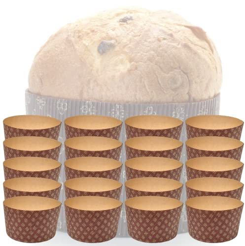 Panettone-Backförmchen, hochwertig, 1 kg, hohe Qualität, 20 Stück, aus Wellpapier, aus reiner Zellulose, hitzebeständig bis 220 °C