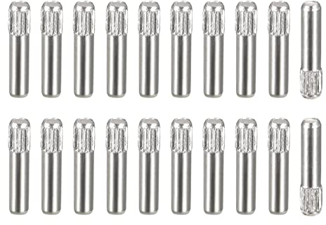 sourcing map 20 Stück Rändelkopf Flach Abgeschrägtes Ende Dübelstift 2x10mm 304 Edelstahl Holz Etagenbett Regale Stützregale Elemente Befestigung