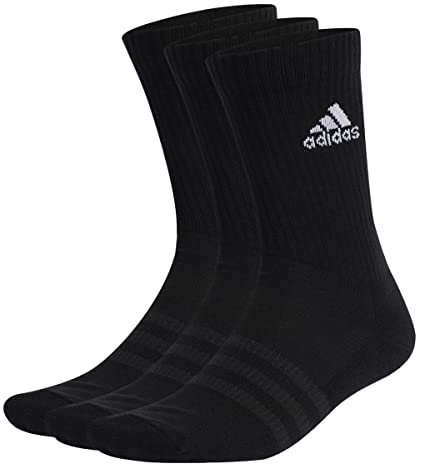 adidas Unisex Kinder Cushioned Crew Socks 3 Pairs, Black/White, 6-7 Years