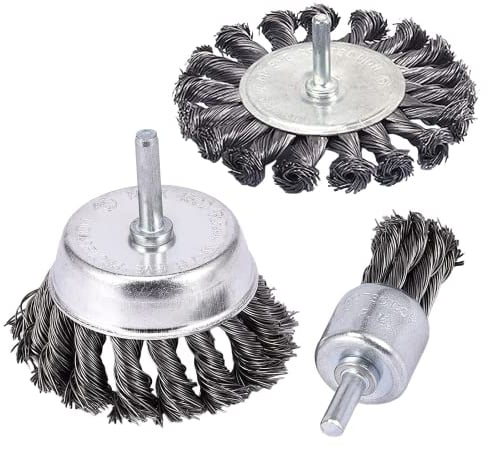 zalati Wire Brush Drill 3pcs Wheel Cup End Brush Drill Sets for Paint-Surface Small Spaces Cleaning