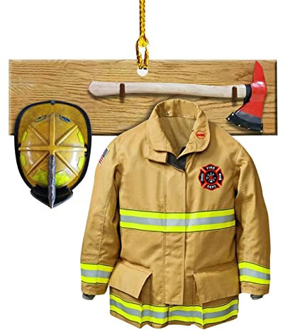 Anloximt Acryl Ornament Feuerwehrmann Rüstung Form, Held Feuerwehrmann personalisierte Acryl Ornament, Christbaumkugel, rustikale Weihnachtsdekoration