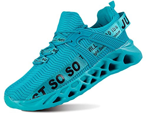 QDCFY Herren Sneakers Mesh Gym Turnschuhe Freizeitschuhe Laufschuhe Sportschuhe Blau 43EU