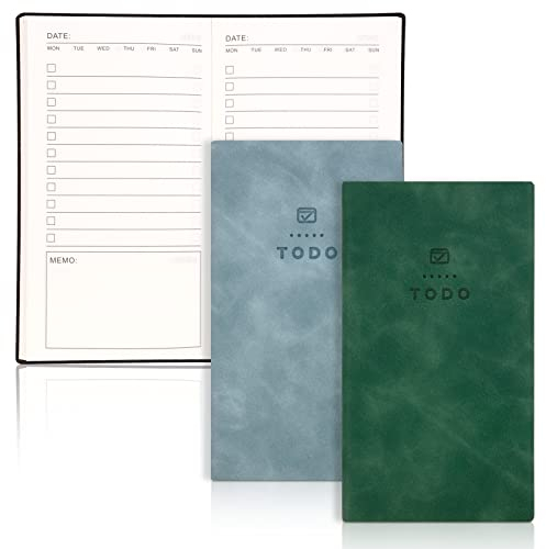 IBEQUEM 2 Stück A6 Undatierter Planer Wochenplaner mit To-Do-Liste, Wochenziele Notizbuch Personliche Memo, Notizbücher Mini Hardcover für Studium, Arbeit