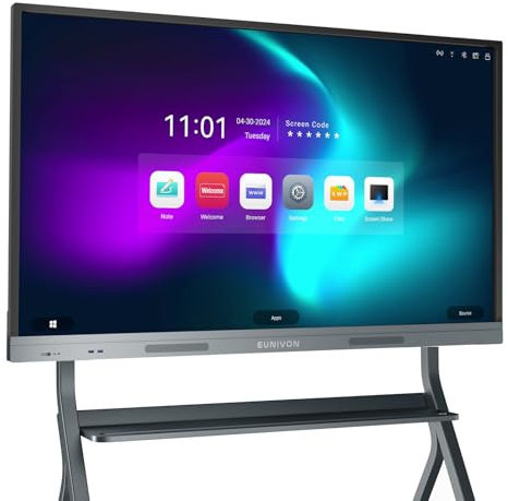 EUNIVON Elektronisches Whiteboard, 140 cm (55 Zoll) 4K UHD Smart Whiteboard, interaktives Touchscreen-Smartboard, Smartboard für Klassenzimmer und Geschäft (Wandhalterung im Lieferumfang enthalten)