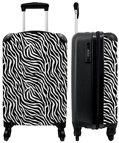 NoBoringSuitcases.com® Handgepäck, Hartschalenkoffer mit TSA Schloss, Trolley, Reisekoffer, Carry on, Rollkoffer, Klein oder Mittelgroß Schwarz Weiß